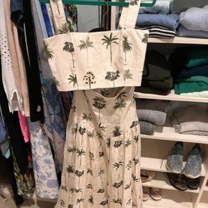 Agua by Agua Bendita Verbena Caribe Linen Skirt & Top Set - Palm Trees